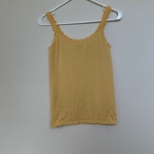 Yellow Lace Trim Women's Top